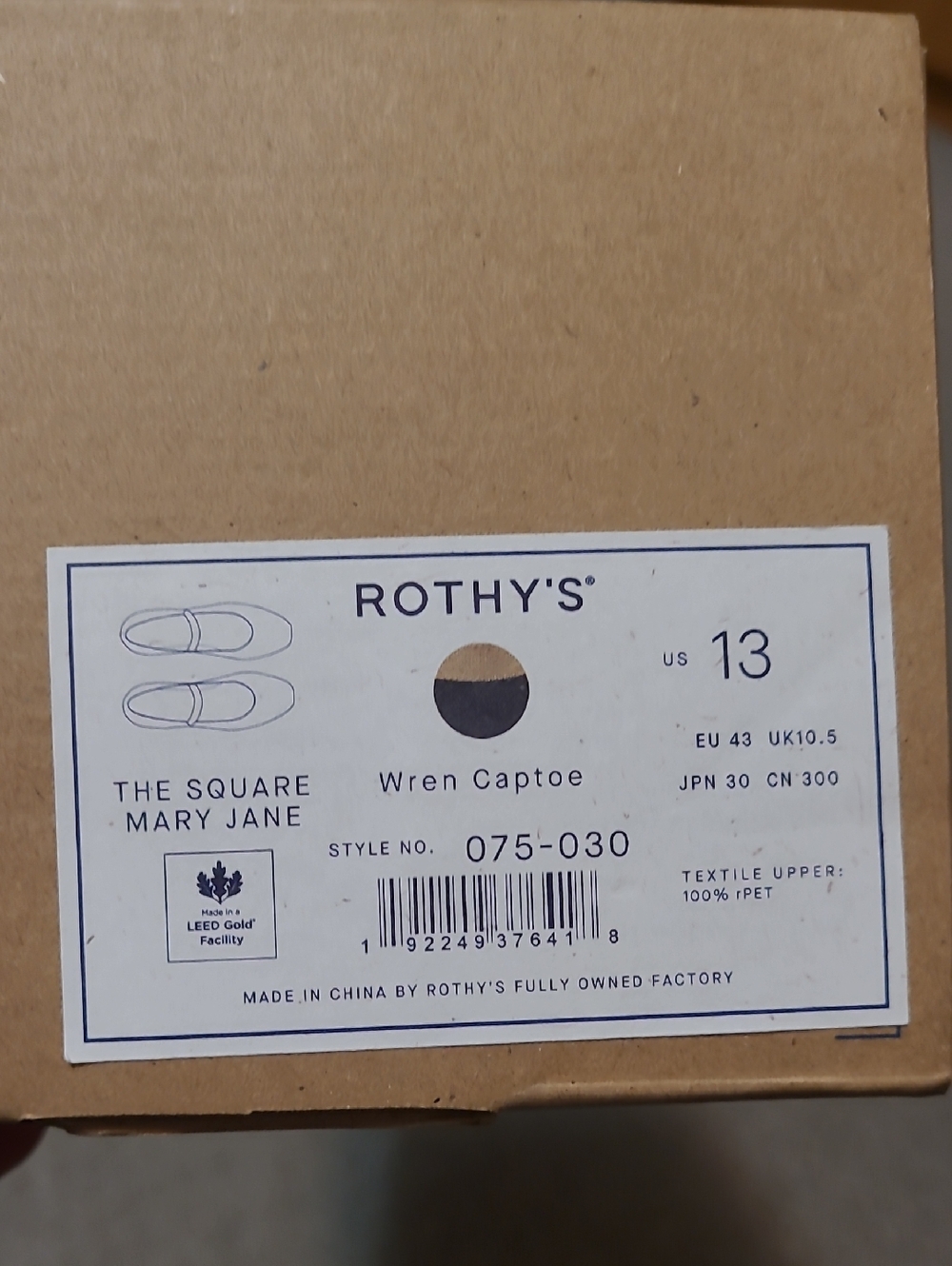 Rothys Wren Captoe Square Mary Jane In Women Size 13